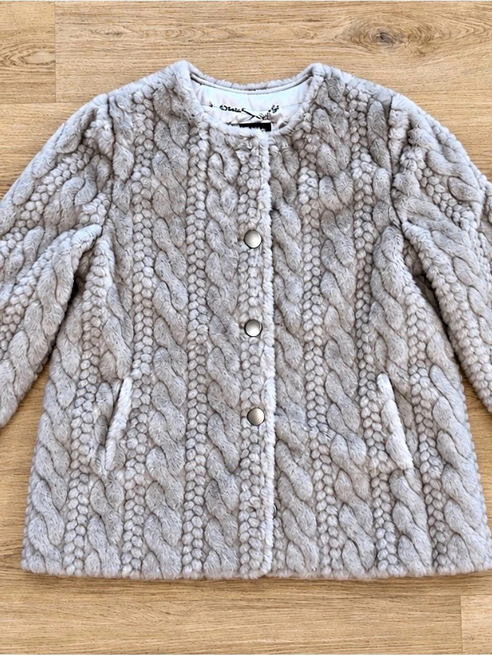 Madison Ave Collection by Dennis Basso Faux Fur Jacket Gray Size Medium Like New